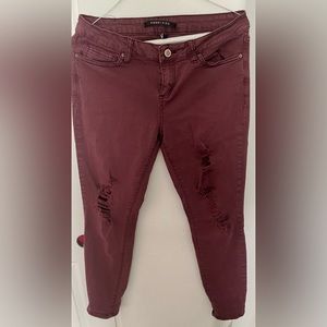 Maroon denim jeans